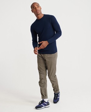 Superdry Edit Merino Crew Neck Férfi Ugró Sötétkék | ZGKUQ8015